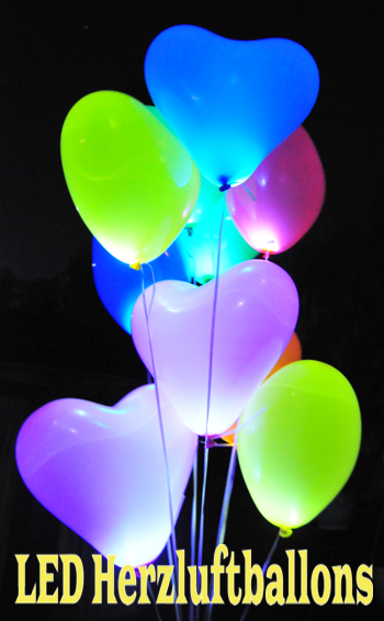 LED Luftballons Herzen, leuchtende Herzluftballons