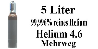 Ballongas Helium Mehrweg Flasche 5 Liter