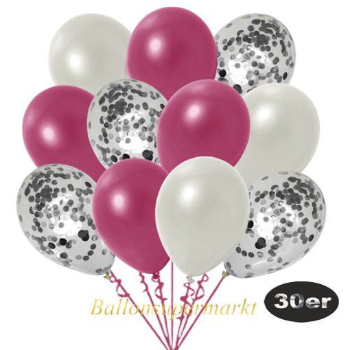 konfetti-luftballons-30-stueck-silber-konfetti-und-metallic-weiss-metallic-burgund-30-cm